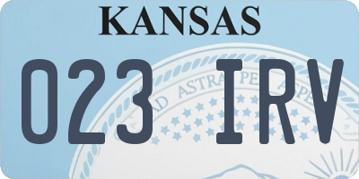 KS license plate 023IRV