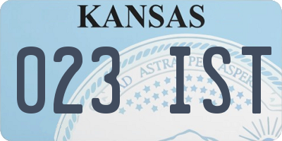 KS license plate 023IST