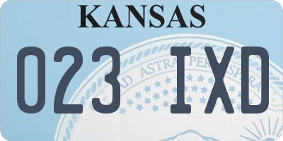 KS license plate 023IXD