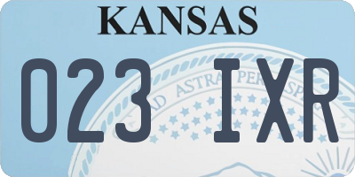 KS license plate 023IXR