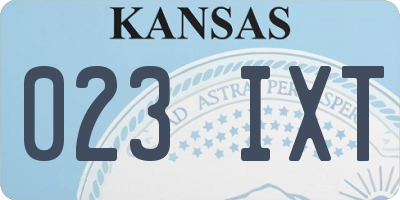KS license plate 023IXT