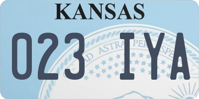 KS license plate 023IYA