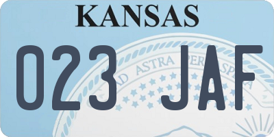 KS license plate 023JAF