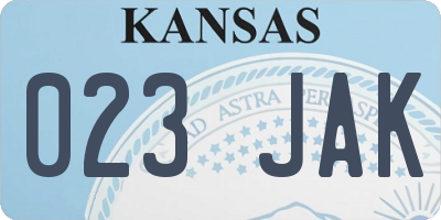 KS license plate 023JAK