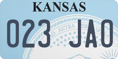 KS license plate 023JAO