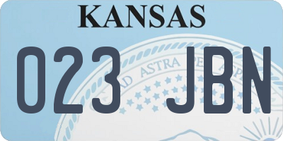 KS license plate 023JBN