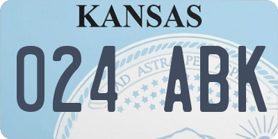 KS license plate 024ABK