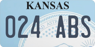 KS license plate 024ABS