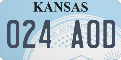 KS license plate 024AOD