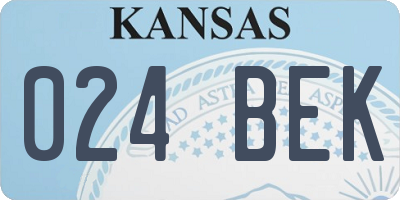 KS license plate 024BEK