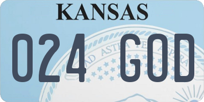 KS license plate 024GOD