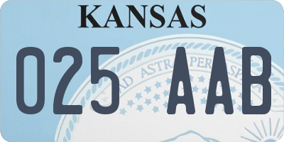 KS license plate 025AAB
