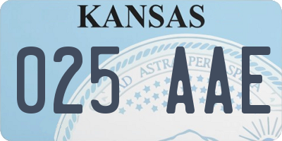 KS license plate 025AAE