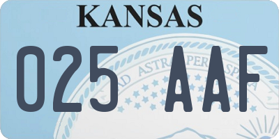 KS license plate 025AAF