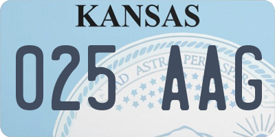 KS license plate 025AAG