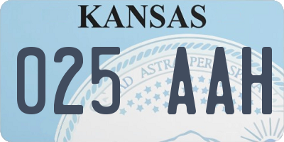 KS license plate 025AAH