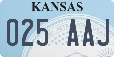 KS license plate 025AAJ