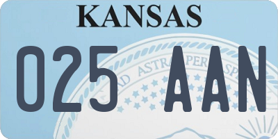 KS license plate 025AAN
