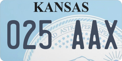 KS license plate 025AAX