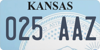 KS license plate 025AAZ