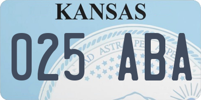 KS license plate 025ABA