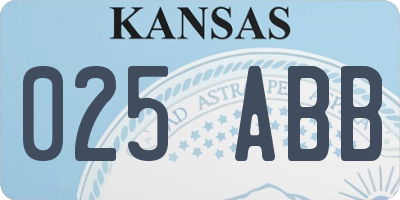 KS license plate 025ABB
