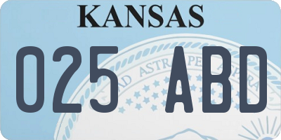 KS license plate 025ABD