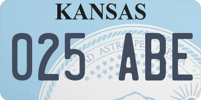 KS license plate 025ABE