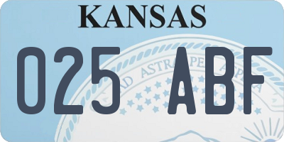 KS license plate 025ABF