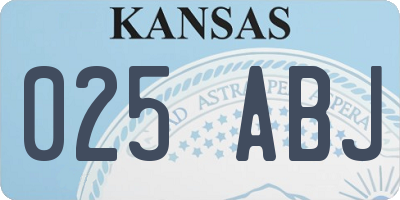 KS license plate 025ABJ