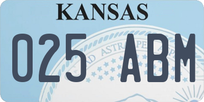 KS license plate 025ABM