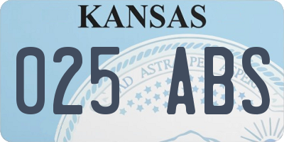 KS license plate 025ABS