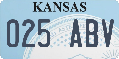 KS license plate 025ABV