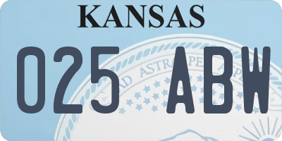 KS license plate 025ABW