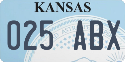 KS license plate 025ABX