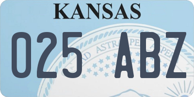 KS license plate 025ABZ