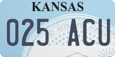KS license plate 025ACU