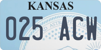KS license plate 025ACW