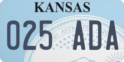 KS license plate 025ADA