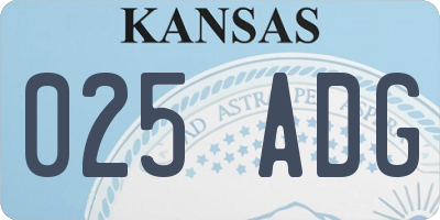 KS license plate 025ADG