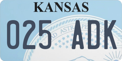 KS license plate 025ADK