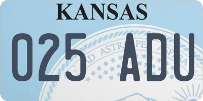 KS license plate 025ADU