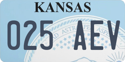 KS license plate 025AEV