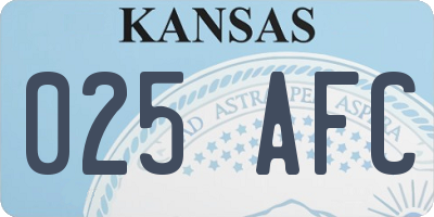 KS license plate 025AFC