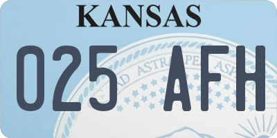 KS license plate 025AFH