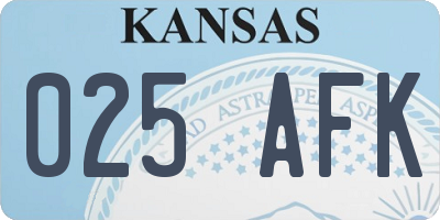 KS license plate 025AFK