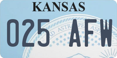 KS license plate 025AFW