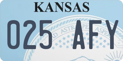 KS license plate 025AFY