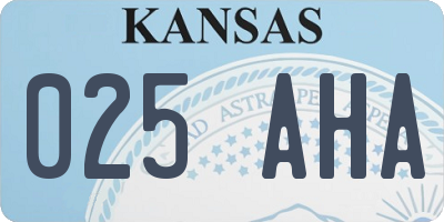 KS license plate 025AHA