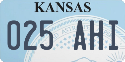 KS license plate 025AHI